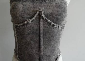 Bluzka Gorsetowa Top Gorset Jeansowy Czarny by UK 36