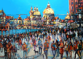 PIOTR REMBIELIŃSKI 'Wenecja’, olej, akryl na płótnie 70x90cm