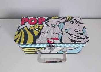 kuferek pop art, walizka na kosmetyki, kolorowa ozdoba