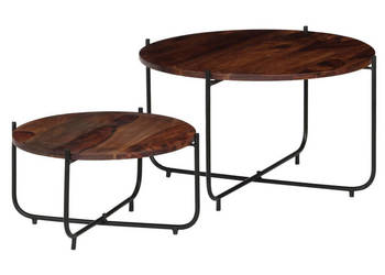 Zestaw 2 stolików kawowych lite drewno sheesham 60x35 cm WM-246015