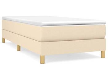 vidaXL Łóżko kontynentalne z materacem, kremowe, tkanina(SKU:3144132)