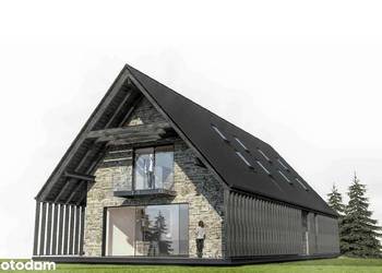 Nowoczesna stodoła z widokiem na góry