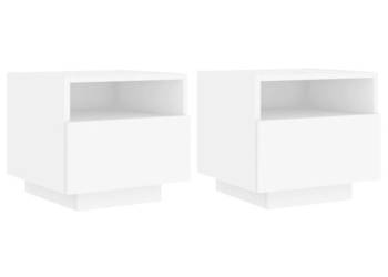 Szafki nocne z oświetleniem LED 2 szt. białe 40x39x37 cm WM-836799