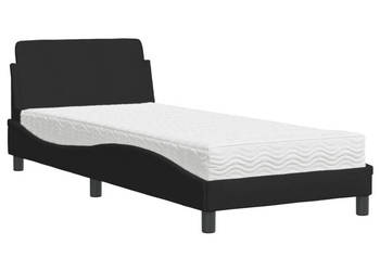 Łóżko z materacem czarne obite tkaniną 80x200 cm WM-3208286
