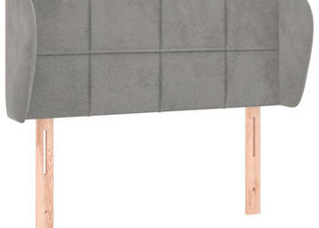 Zagłówek uszak jasnoszary 103x23x78/88 cm aksamitny WM-3117186