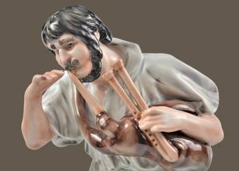 Dudziarz, kobziarz porcelana Zsolnay Węgry wys.42cm