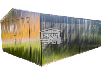 Garaż blaszany 4x6 Brama - ocynk - dwuspad GP186