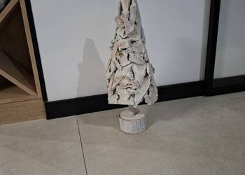 Choinka drewniana bielona