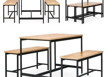 Zestaw loftowych mebli do jadalni kuchni stolik 2 ławki ModernHome