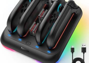 TRANSNOVO Stacja Ładująca do Nintendo Switch 2 z RGB i Uchwytami na Gry