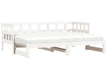 Łóżko dzienne rozsuwane z materacem białe drewno 90x190 cm WM-836211