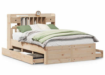 Łóżko z regałem bez materaca lite drewno sosnowe 150x200 cm WM-3308957