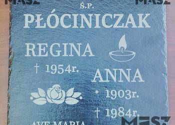 Nagrobek tablica 25x25cm z łupka grawer tanio #MiszMówiszMasz