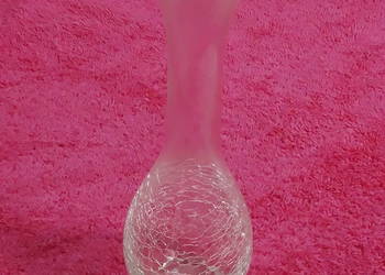 Szklany wazon mrożony / szkło spękane (crackled glass) – 20 cm | Retro