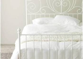 Łóżko białe metalowe IKEA LEIRVIK 140/200 z materacem i stelażem