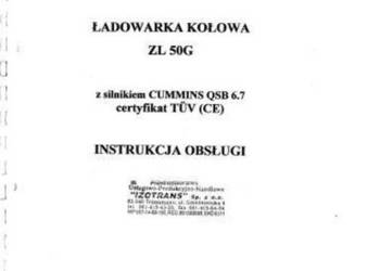 XCMG ZL50G Instrukcja obsługi DTR Po polsku wysyłka!