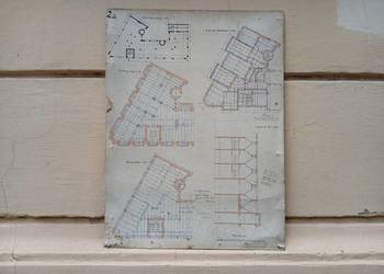 Stary projekt architektoniczny budynku niemiecki kamienica 1910 PRL