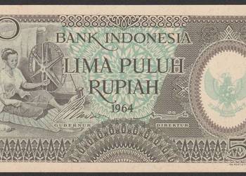 Indonezja 50 rupiah 1964 - STAN BANKOWY UNC