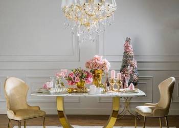 Stół glamour złoty ekskluzywny do jadalni w stylu Art Deco