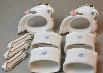 Porcelanowe serwetniki, obrączki do kolekcji, 3 koziołki gratis. poł XXw