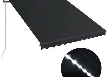 vidaXL Ręcznie zwijana markiza z LED, 350 x 250 cm, antracytowa(SKU:3051244