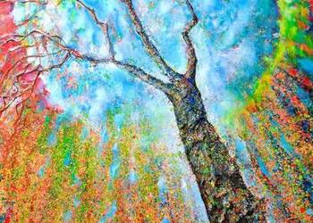 Obraz olej płótno "Drzewo klucz do światła" 100x150cm Ł. Jankiewicz