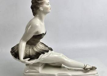 Balerina figurka w stylu Art Deco Oláh Sándor porcelana Węgry 1958r 26/27cm