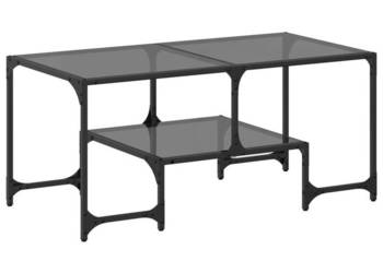 Stolik kawowy z czarnym szklanym blatem 985x50x45 cm stal WM-846015