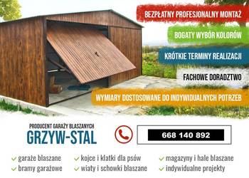 Ładny Garaż Blaszany Złoty Dąb / ORZECH /Garaże Blaszane - GRZYWSTAL
