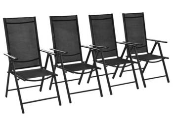 Składane krzesła ogrodowe 4 szt. aluminium/textilene czarne WM-41731