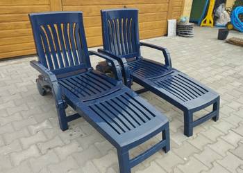Leżaki ogrodowe plastikowe basenowe granatowe