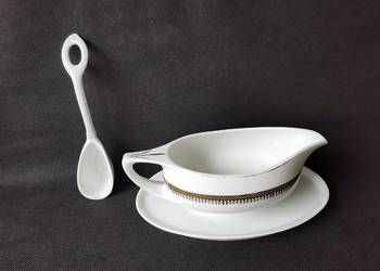 Stara przedwojenna sosjerka, chochla porcelana Giesche fason Polonia