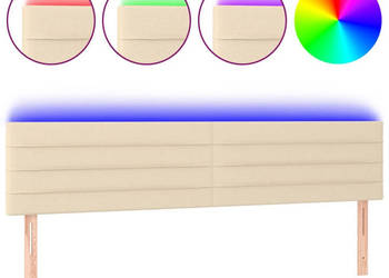 Zagłówek do łóżka z LED kremowy 200x5x78/88 cm tkanina WM-3121779