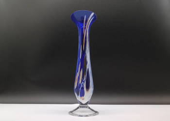 Artystyczny Wazon Szklany – Kobaltowy Vintage – Styl Murano