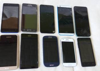 10 szt Smartfon Samsung Sony i inne - Uszkodzone