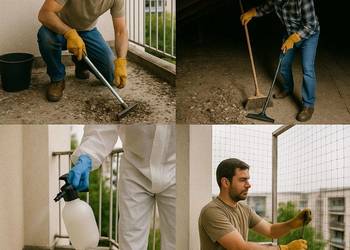 Sprzątanie zanieczyszczeń po gołębiach, po ptakach, Wrocław, dezynfekcja