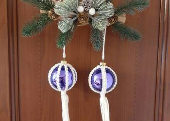 Dekoracja świąteczna,  do powieszenia,  boho,  makrama,  bombka,  rękodzieł