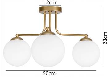 LAMPA SUFITOWA PLAFON ŻYRANDOL ZŁOTA BIAŁE KULE 3 kule
