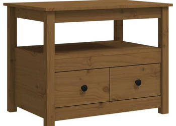 Stolik kawowy miodowy brąz 71x49x55 cm lite drewno sosnowe WM-820939