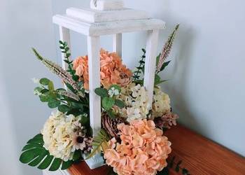 Wiązanka na grób cmentarz duża drewniana latarnia lampion handmade