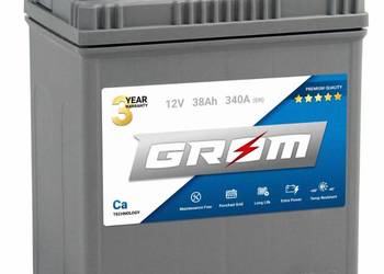 Akumulator 38Ah 340A GROM Premium  Japan Lewy Prawy Plus