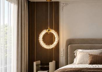 Pojedyncza Lampa Wisząca ICE XS Kryształowy Zwis Złoty Glamour Nowoczesna