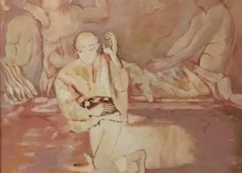 Monika Krechowicz Mnisi I Około 65x 55, technika olejna na płótnie