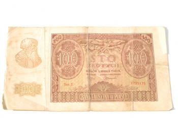 Stary banknot 100 złotych Polskich 1940 antyk