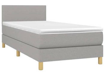 Łóżko kontynentalne z materacem jasnoszare tkanina 80x200 cm WM-3133509