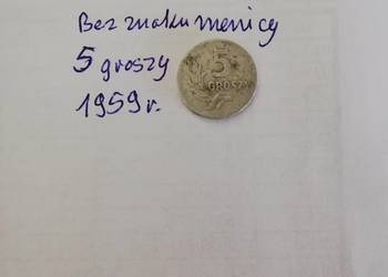 5 groszy z 1959r. Bez znaku menicy