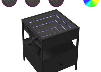 Stolik nocny z LED Infinity czarny 40x40x51 cm WM-847717