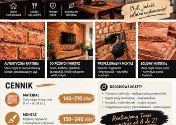 Stara cegła cięta lico Sprzedaż i układanie Ściany, Elewacji, Podłoga