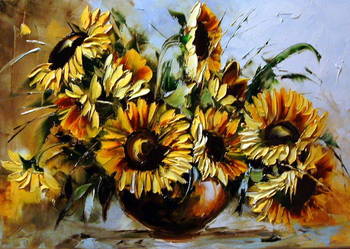 Kowalik - Słoneczniki - 40x60cm Obraz Olejny Kwiaty