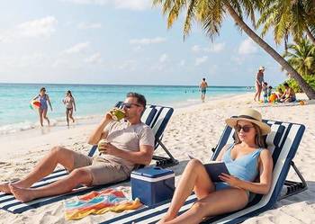 Leżak plażowy mata Zestaw 2 szt. składany przenośny Songmics